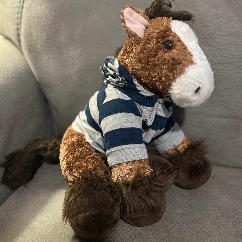 50%offw❤️Build a Bear Workshop Plush Stuffed Clydesdale Horse/Pony hoodie BAB